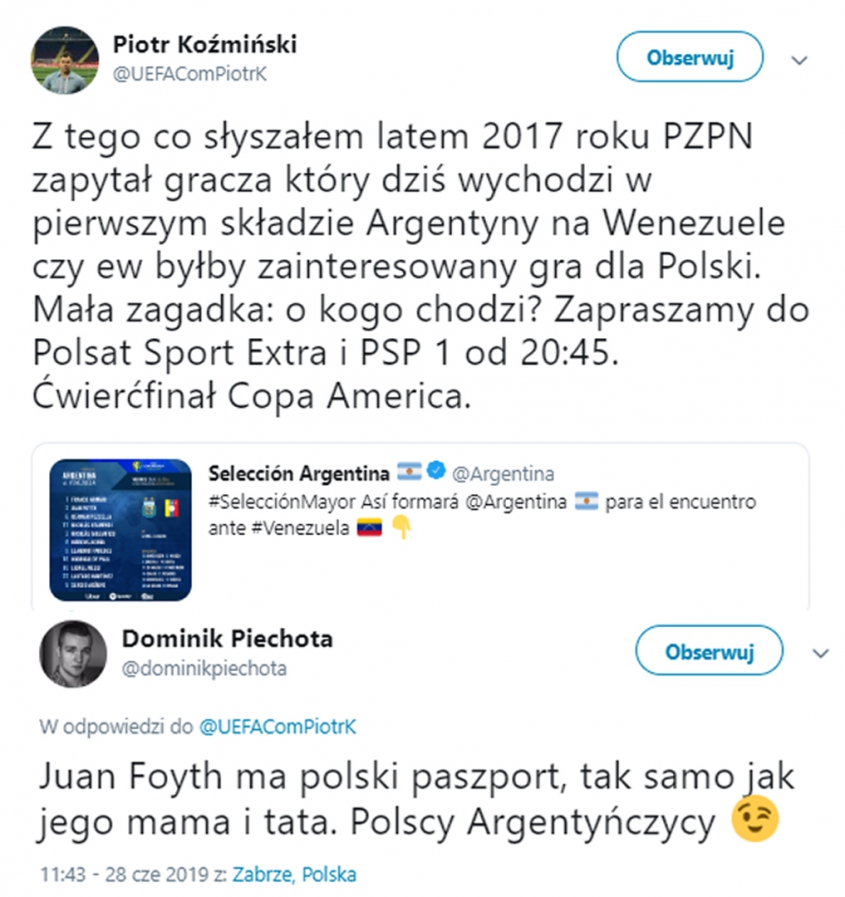 Piłkarz z wyjściowej XI Argentyny mógł grać dla Polski! :D